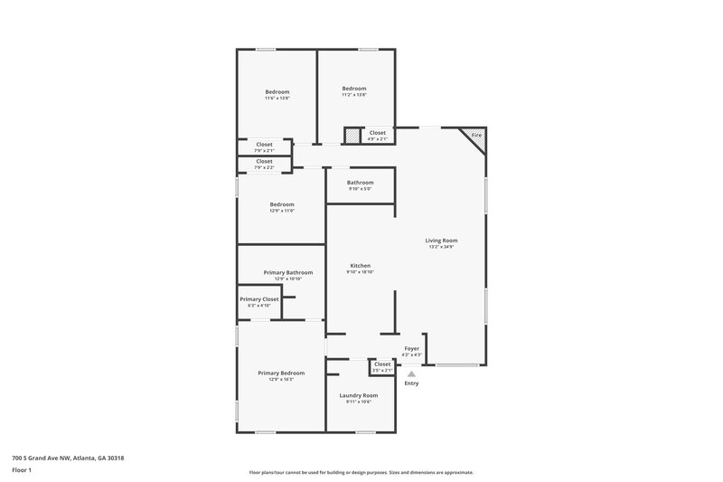1,705/Mo, 700 S Grand Avenue NW Atlanta, GA 30318 Floor Plan View