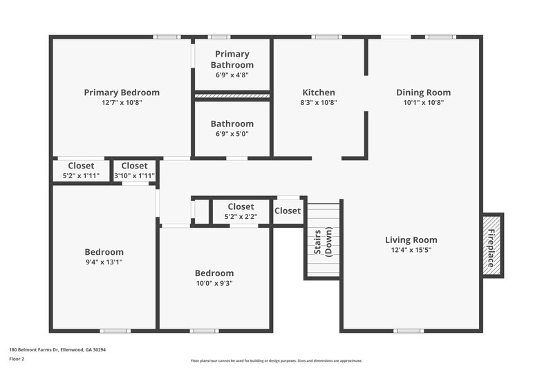 1,620/Mo, 180 Belmont Farms Drive Ellenwood, GA 30294 Floor Plan View 2