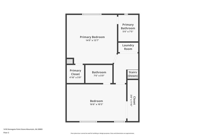 1,380/Mo, 1418 STONEGATE Pointe Stone Mountain, GA 30083 Floor Plan View 2