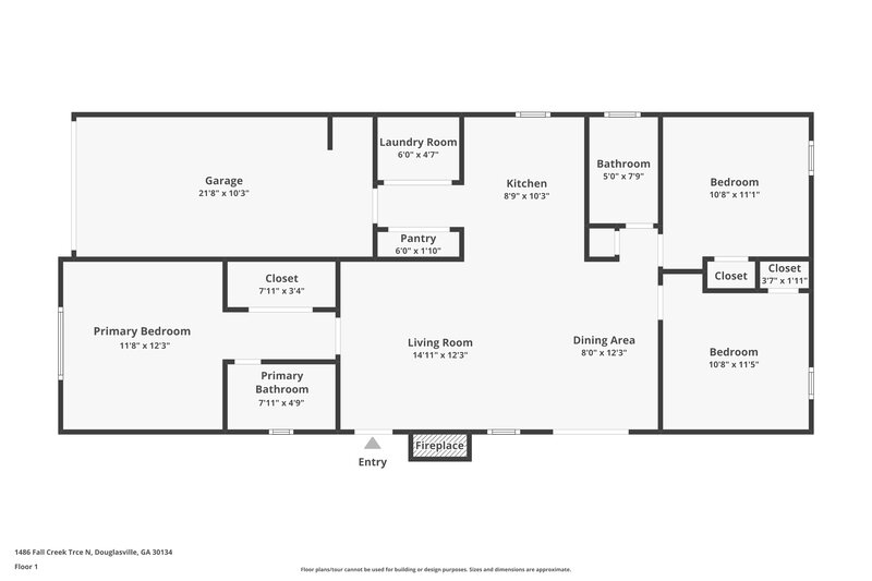 1,565/Mo, 1486 Fall Creek Trce N Douglasville, GA 30134 Floor Plan View