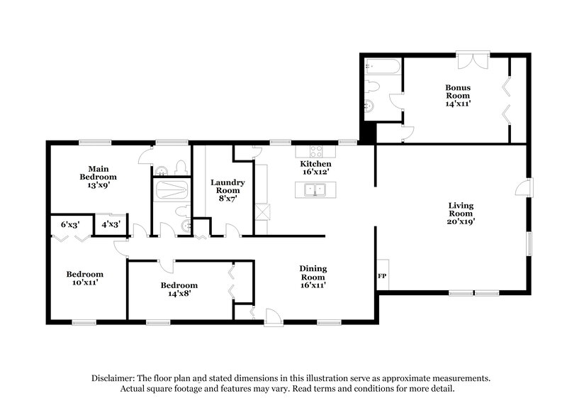 1,595/Mo, 8635 Hickory Lane Lithia Springs, GA 30122 Floor Plan View
