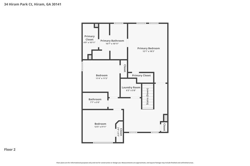 1,850/Mo, 34 Hiram Park Court Hiram, GA 30141 Floor Plan View 2
