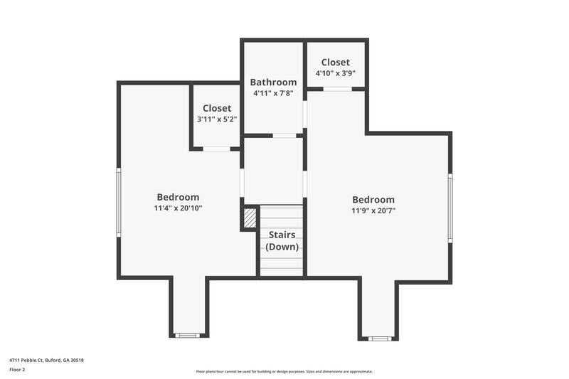 1,640/Mo, 4711 PEBBLE Court Buford, GA 30518 Floor Plan View 2