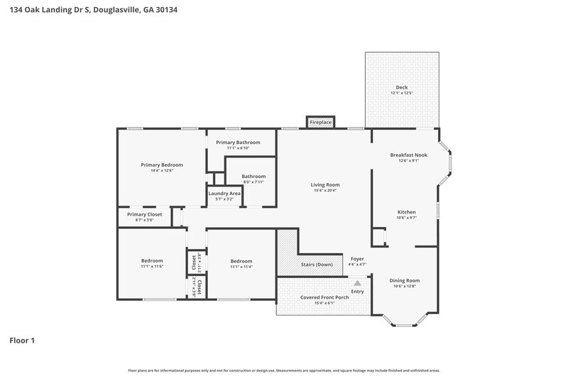1,855/Mo, 134 Oak Landing Drive S Douglasville, GA 30134 Floor Plan View 2