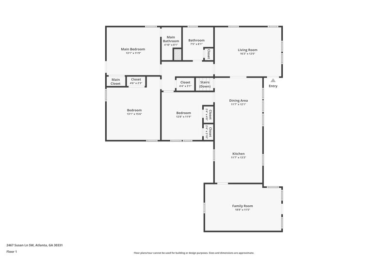 1,885/Mo, 2467 Susan Ln SW Atlanta, GA 30331 Floorplan View