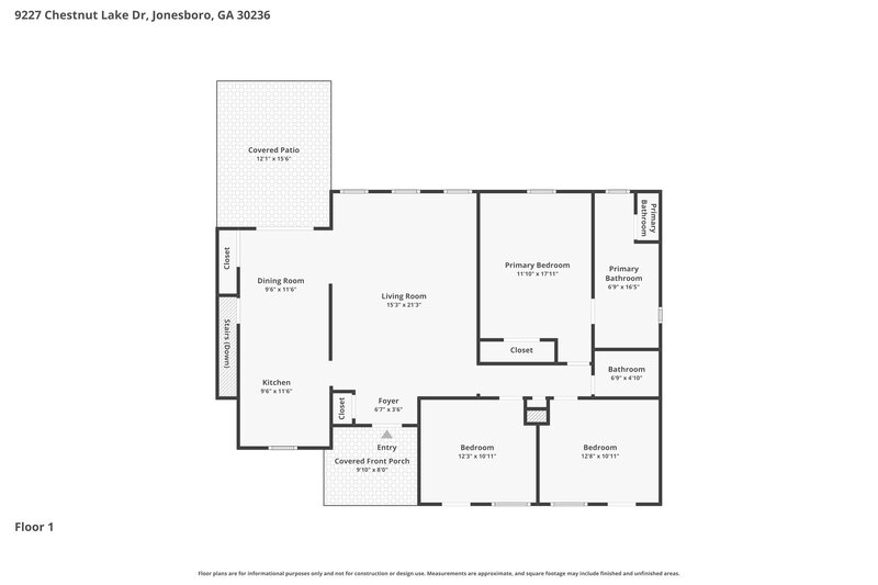 1,900/Mo, 9227 Chestnut Lake Dr Jonesboro, GA 30236 Floor Plan View