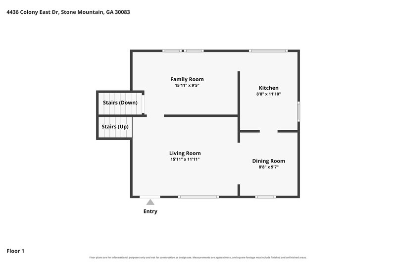 1,790/Mo, 4436 Colony East Dr Stone Mountain, GA 30083 Floor Plan View 2