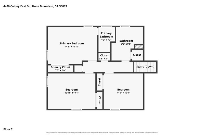 1,790/Mo, 4436 Colony East Dr Stone Mountain, GA 30083 Floor Plan View 3