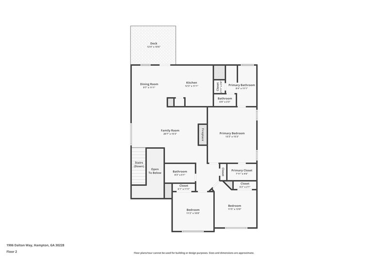 2,050/Mo, 1906 Dalton Way Hampton, GA 30228 Floorplan View 2