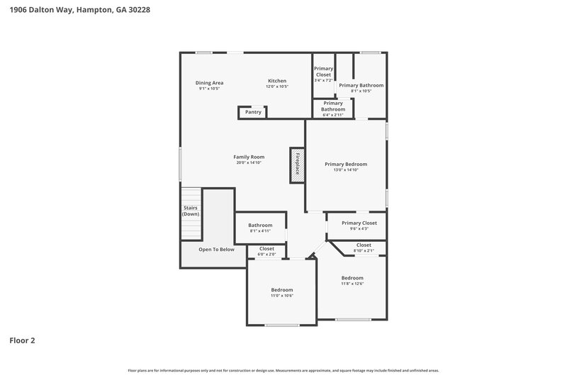 2,065/Mo, 1906 Dalton Way Hampton, GA 30228 Floorplan View 2