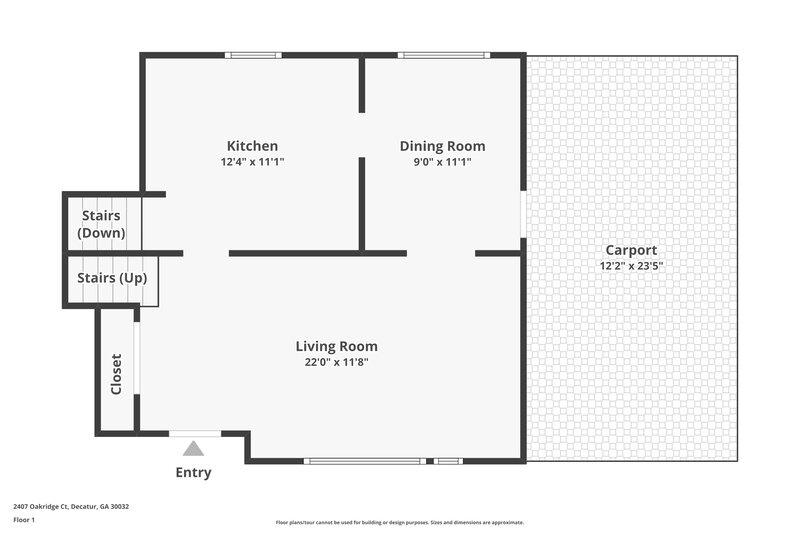 1,780/Mo, 2407 Oakridge Court Decatur, GA 30032 Floor Plan View 2