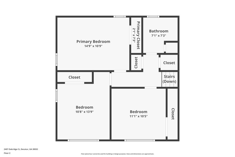 1,780/Mo, 2407 Oakridge Court Decatur, GA 30032 Floor Plan View 3