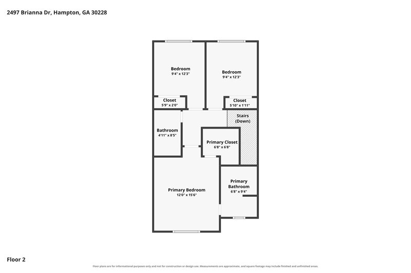 1,645/Mo, 2497 Brianna Drive Hampton, GA 30228 Floor Plan View 2
