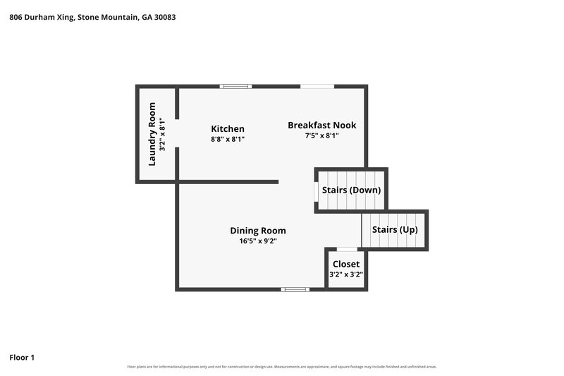 1,755/Mo, 806 Durham Crossing Stone Mountain, GA 30083 Floor Plan View