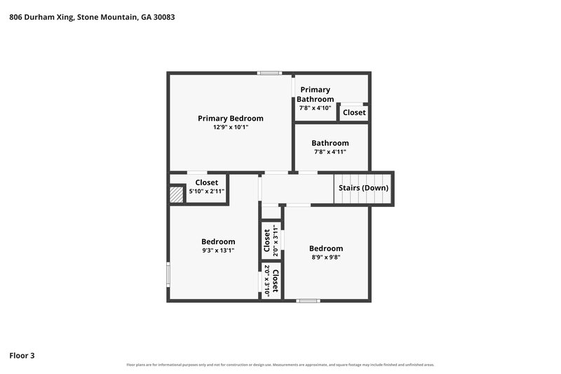 1,755/Mo, 806 Durham Crossing Stone Mountain, GA 30083 Floor Plan View 3