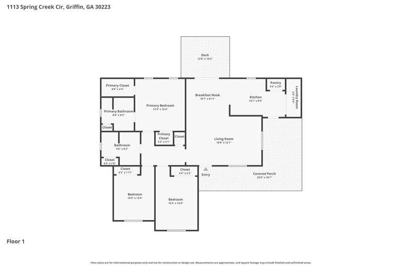 1,670/Mo, 1113 Spring Creek Circle Griffin, GA 30223 Floor Plan View