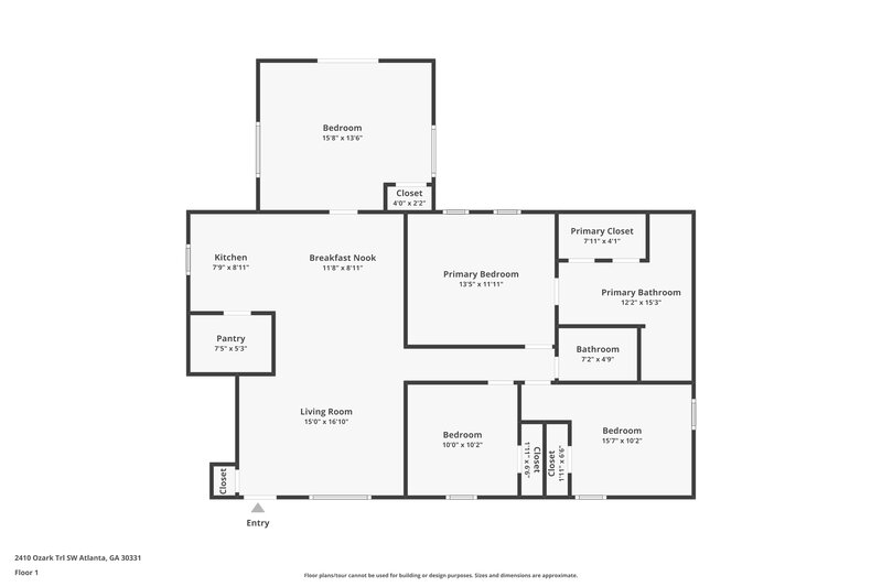 2,100/Mo, 2410 Ozark Trail SW Atlanta, GA 30331 Floorplan View
