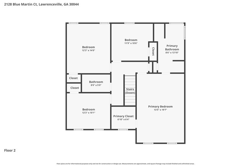 2,350/Mo, 2128 Blue Martin Court Lawrenceville, GA 30044 Floor Plan View 2