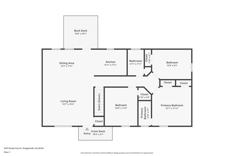 1,715/Mo, 4107 Rocky Face Drive Douglasville, GA 30135 Floor Plan View