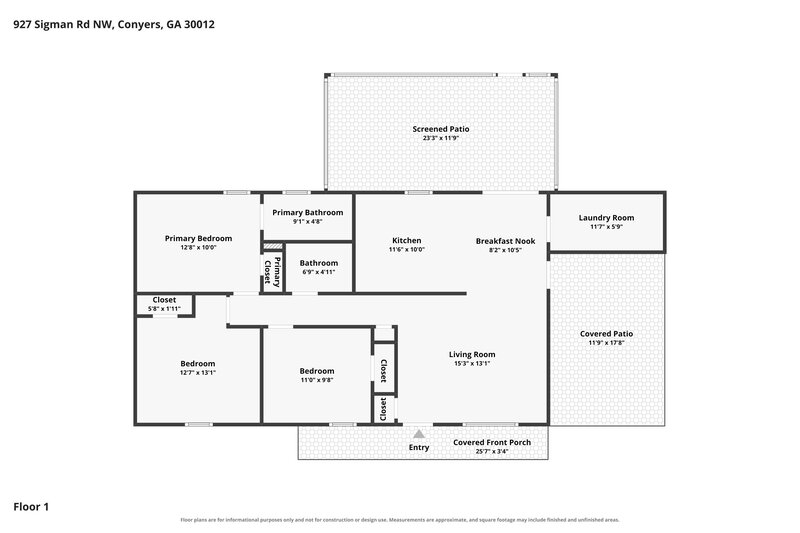 1,490/Mo, 927 Sigman Road NW Conyers, GA 30012 Floor Plan View