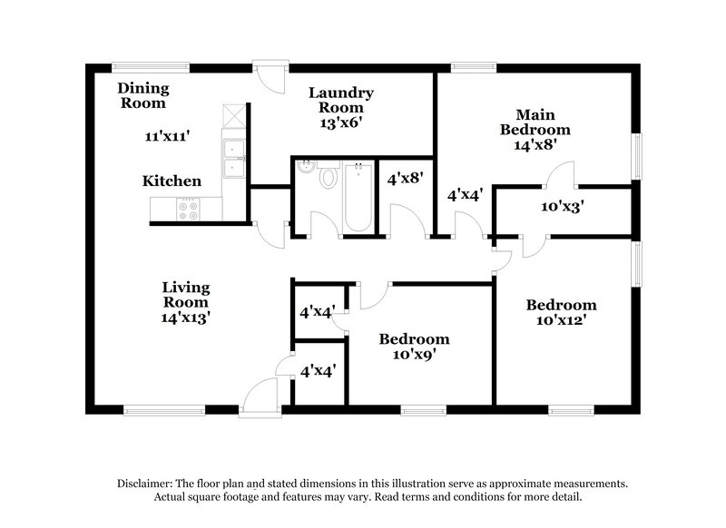 1,395/Mo, 8270 Attleboro Drive Jonesboro, GA 30238 Floor Plan View