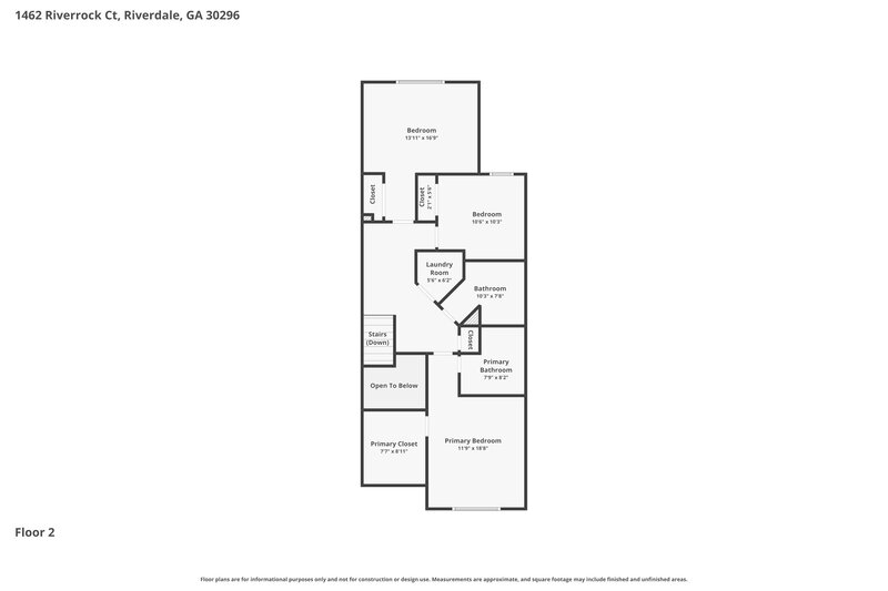 1,700/Mo, 1462 Riverrock Ct Riverdale, GA 30296 Floor Plan View