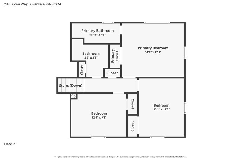 1,720/Mo, 233 Lucan Way Riverdale, GA 30274 Floor Plan View 3