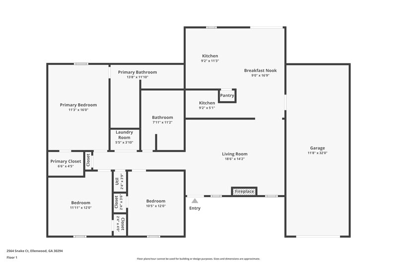 1,765/Mo, 2564 Snake Court Ellenwood, GA 30294 Floor Plan View