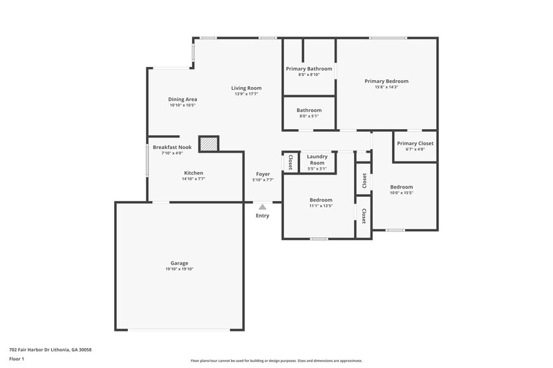 1,725/Mo, 702 Fair Harbor Drive Lithonia, GA 30058 Floor Plan View