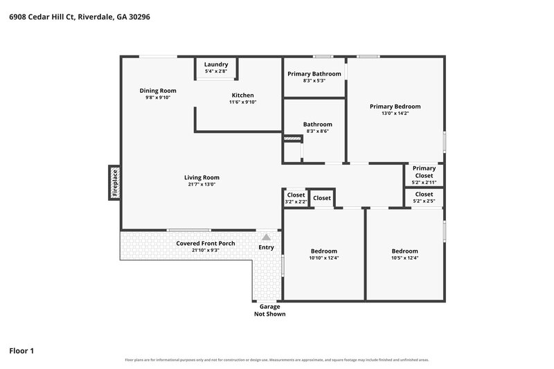 1,665/Mo, 6908 Cedar Hill Court Riverdale, GA 30296 Floor Plan View