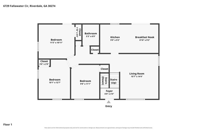 1,810/Mo, 6729 Fallawater Circle Riverdale, GA 30274 Floor Plan View 2