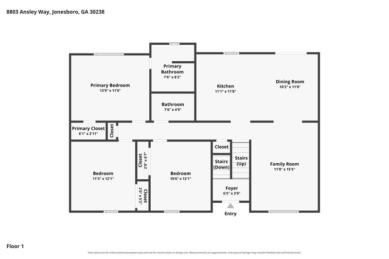 2,040/Mo, 8803 Ansley Way Jonesboro, GA 30238 Floor Plan View 2