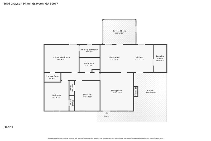 1,735/Mo, 1676 Grayson Parkway Grayson, GA 30017 Floor Plan View