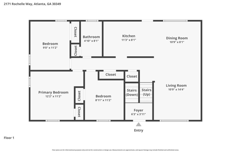2,050/Mo, 2171 Rochelle Way College Park, GA 30349 Floorplan View