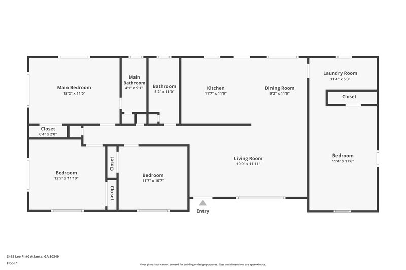 2,510/Mo, 3415 Lee Place Atlanta, GA 30349 Floor Plan View