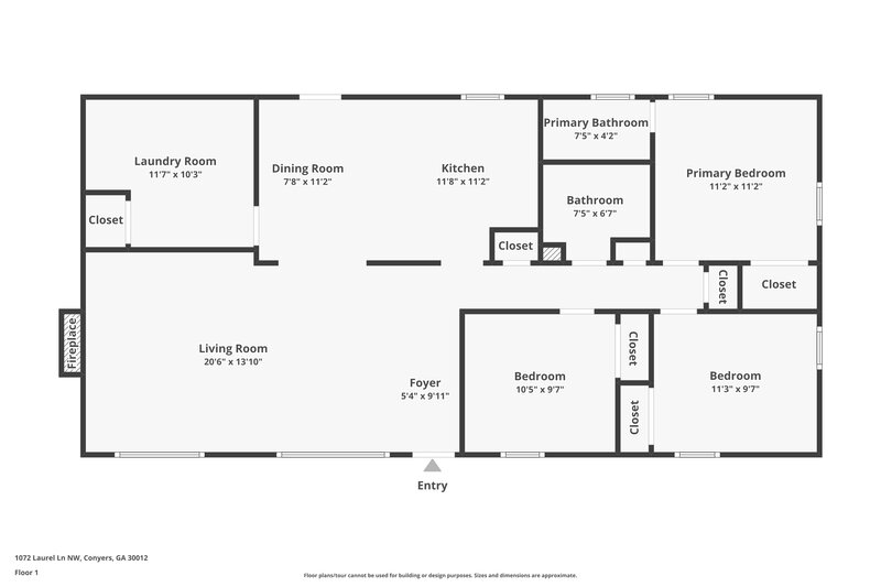 1,385/Mo, 1072 Laurel LN Conyers, GA 30012 Floor Plan View