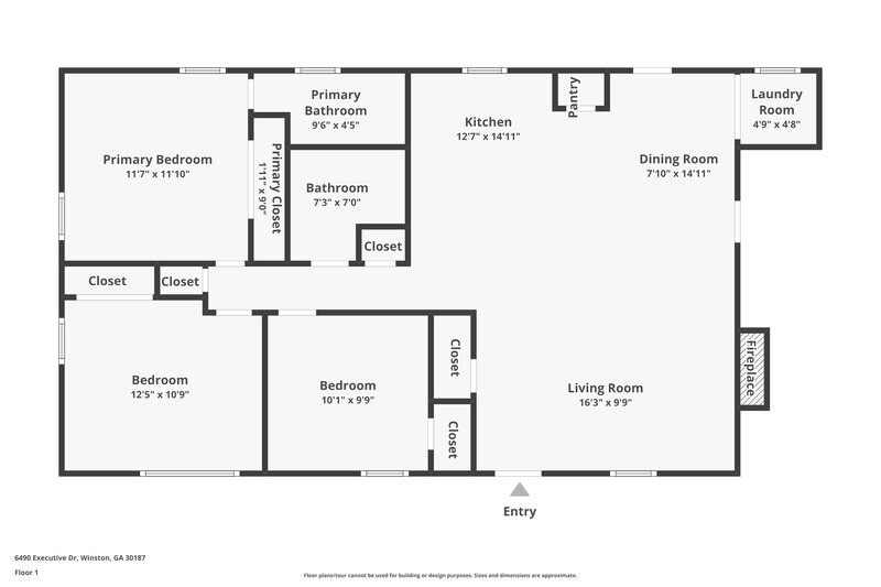 1,350/Mo, 6490 Executive Drive Winston, GA 30187 Floor Plan View