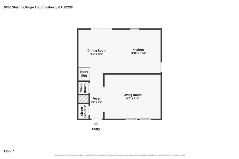 2,005/Mo, 9036 Sterling Ridge Lane Jonesboro, GA 30238 Floor Plan View