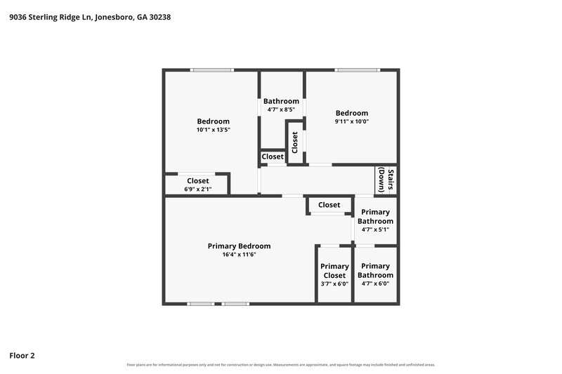 2,005/Mo, 9036 Sterling Ridge Lane Jonesboro, GA 30238 Floor Plan View 2