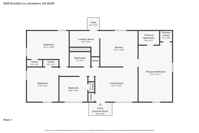 1,805/Mo, 8268 Dunellen Lane Jonesboro, GA 30238 Floor Plan View