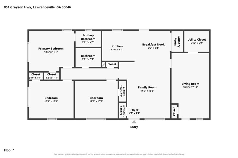 1,700/Mo, 851 Grayson Hwy Lawrenceville, GA 30046 Floor Plan View
