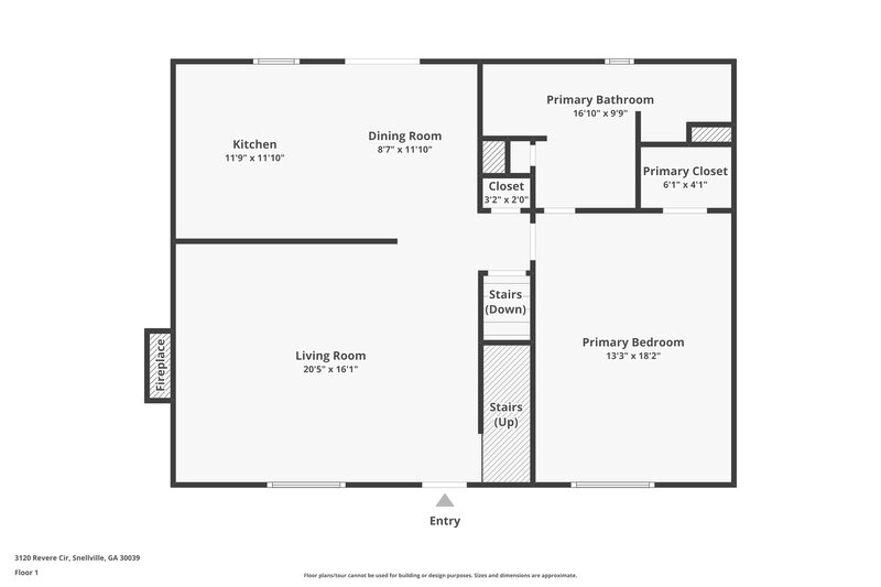 1,895/Mo, 3120 Revere Circle Snellville, GA 30039 Floor Plan View 3