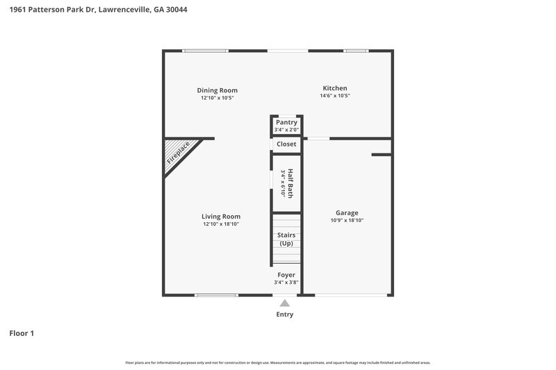 1,895/Mo, 1961 Patterson Park Drive Lawrenceville, GA 30044 Floor Plan View