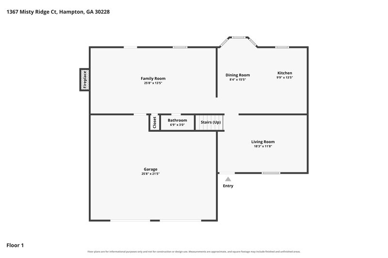 1,990/Mo, 1367 Misty Ridge Court Hampton, GA 30228 Floor Plan View