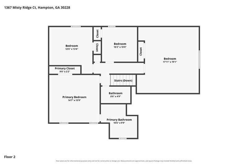1,990/Mo, 1367 Misty Ridge Court Hampton, GA 30228 Floor Plan View 2