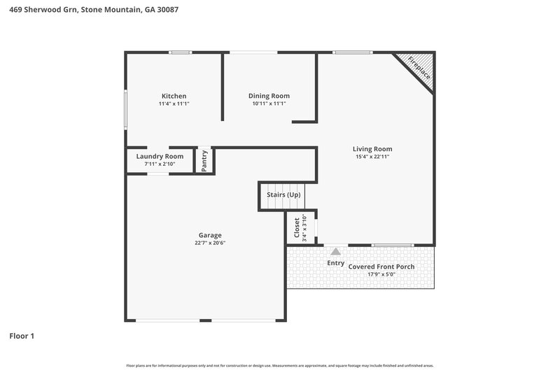 1,815/Mo, 469 Sherwood Greens Stone Mountain, GA 30087 Floor Plan View