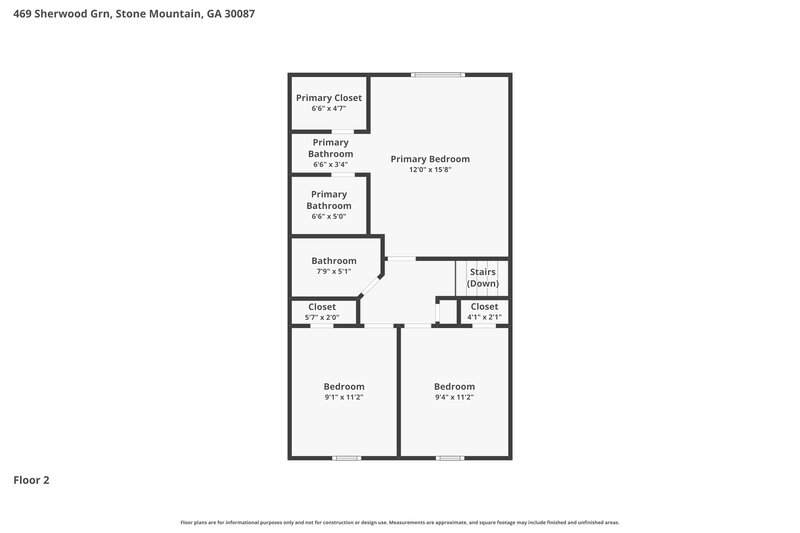 1,815/Mo, 469 Sherwood Greens Stone Mountain, GA 30087 Floor Plan View 2