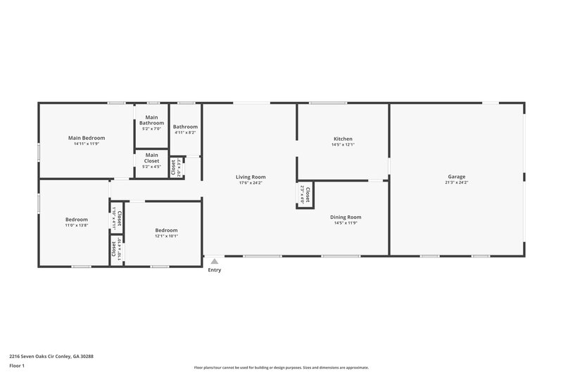 1,600/Mo, 2216 Seven Oaks Circle Conley, GA 30288 Floorplan View