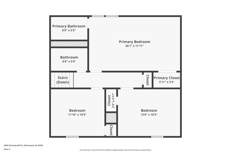 1,580/Mo, 3840 Chimney Mill Court Ellenwood, GA 30294 Floor Plan View 2
