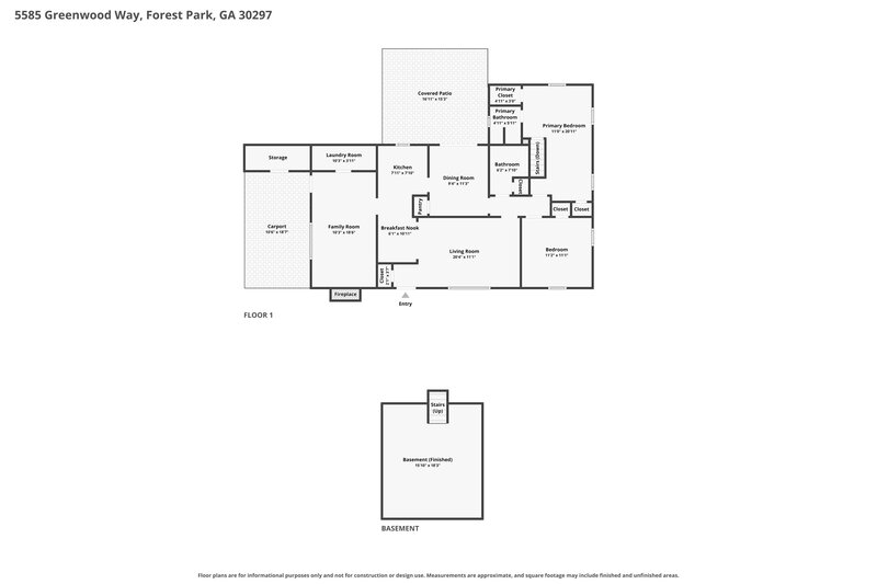 1,515/Mo, 5585 Greenwood Way Forest Park, GA 30297 Floor Plan View 2